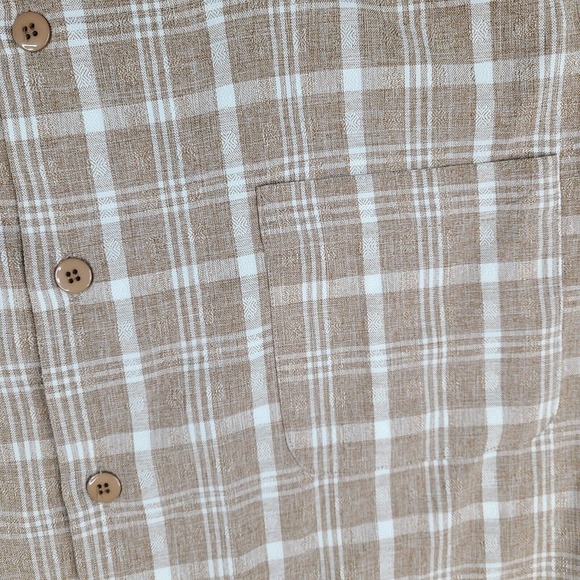 Milano Moda Shirt Men's XXL Brown White‎ Plaid Button Down Casual - Picture 4 of 10